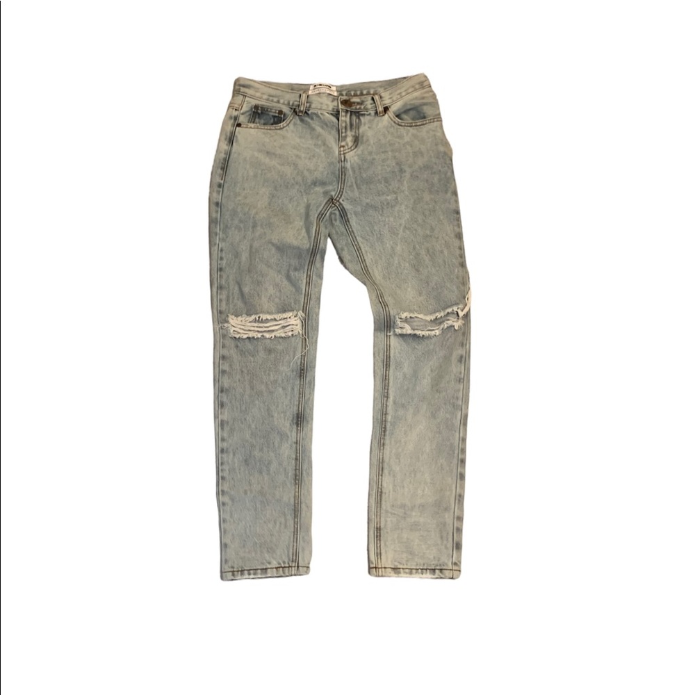 ONE X ONE TEASPOON Awesome Baggies Busted Knee Denim Jeans Size 25